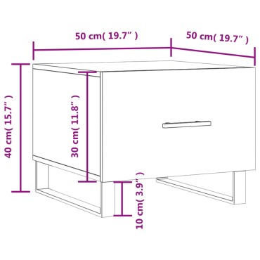 vidaXL Τραπεζάκι Σαλονιού Γυαλ. Λευκό 50x50x40cm Επεξεργ. Ξύλο 1 τεμ.