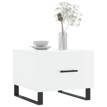 vidaXL Τραπεζάκι Σαλονιού Γυαλ. Λευκό 50x50x40cm Επεξεργ. Ξύλο 1 τεμ.