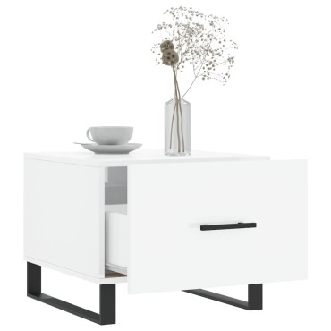 vidaXL Τραπεζάκι Σαλονιού Γυαλ. Λευκό 50x50x40cm Επεξεργ. Ξύλο 1 τεμ.