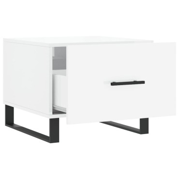 vidaXL Τραπεζάκι Σαλονιού Γυαλ. Λευκό 50x50x40cm Επεξεργ. Ξύλο 1 τεμ.