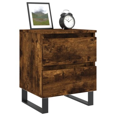 vidaXL Κομοδίνα 2 τεμ. Καπνιστή Δρυς 40x35x50cm Επεξεργ. Ξύλο