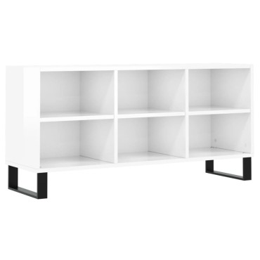 vidaXL Έπιπλο Τηλεόρασης Γυαλ. Λευκό 103,5x30x50cm Επεξεργ. Ξύλο