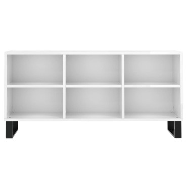 vidaXL Έπιπλο Τηλεόρασης Γυαλ. Λευκό 103,5x30x50cm Επεξεργ. Ξύλο