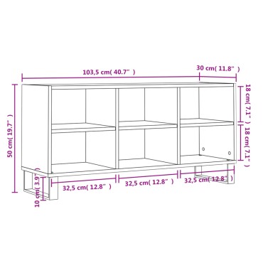 vidaXL Έπιπλο Τηλεόρασης Γυαλ. Λευκό 103,5x30x50cm Επεξεργ. Ξύλο