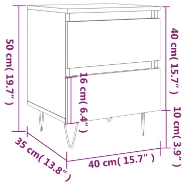 vidaXL Κομοδίνο Γκρι Σκυροδέματος 40x35x50cm από Επεξεργασμένο Ξύλο 1 τεμ.