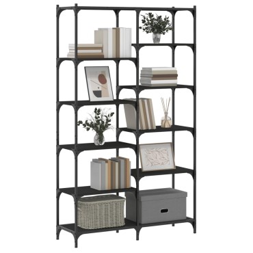 vidaXL Βιβλιοθήκη Μαύρη 100x32x170cm Επεξεργασμένο Ξύλο / Σίδηρος 1 τεμ.