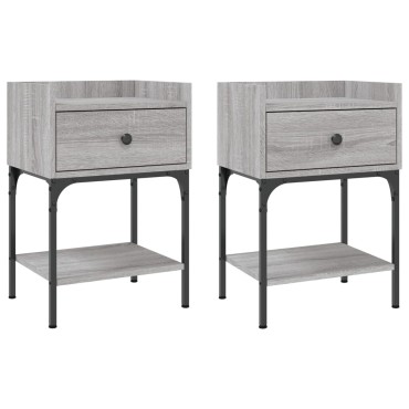 vidaXL Κομοδίνα 2 τεμ. Γκρι Sonoma 40,5x31x60cm Επεξεργασμένο Ξύλο