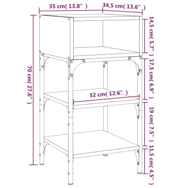 vidaXL Κομοδίνα 2 τεμ. Γκρι Sonoma 35x34,5x70cm Επεξεργασμένο Ξύλο