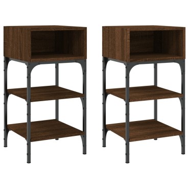 vidaXL Κομοδίνα 2 τεμ. Καφέ Δρυς 35x34,5x70cm Επεξεργασμένο Ξύλο