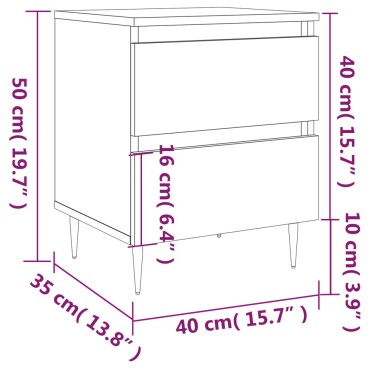 vidaXL Κομοδίνα 2 τεμ. Καφέ Δρυς 40x35x50cm από Επεξεργασμένο Ξύλο