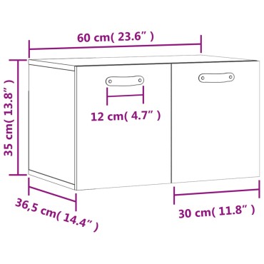 vidaXL Ντουλάπι Τοίχου Λευκό 60x36,5x35cm από Επεξεργασμένο Ξύλο 1 τεμ.