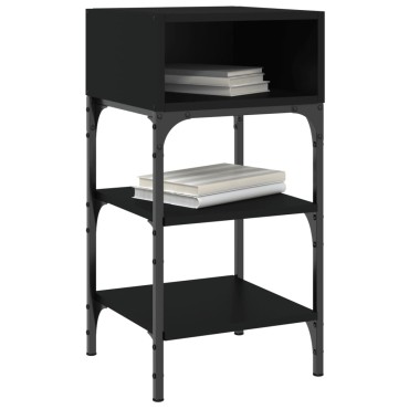 vidaXL Κομοδίνα 2 τεμ. Μαύρα 35x34,5x70cm από Επεξεργασμένο Ξύλο