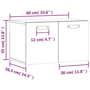 vidaXL Ντουλάπι Τοίχου Γκρι Σκυρ. 60x36,5x35cm Επεξεργασμένο Ξύλο 1 τεμ.