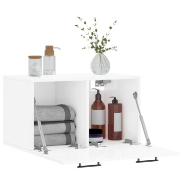 vidaXL Ντουλάπι Τοίχου Γυαλιστερό Λευκό 60x36,5x35cm Επεξεργ. Ξύλο 1 τεμ.