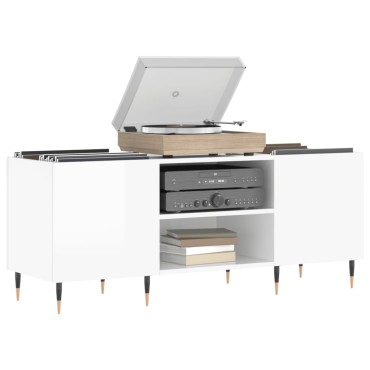 vidaXL Δισκοθήκη Γυαλιστερή Λευκή 121x38x48cm από Επεξεργασμένο Ξύλο