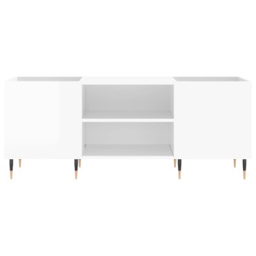 vidaXL Δισκοθήκη Γυαλιστερή Λευκή 121x38x48cm από Επεξεργασμένο Ξύλο