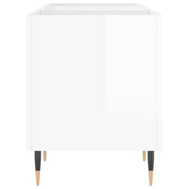 vidaXL Δισκοθήκη Γυαλιστερή Λευκή 121x38x48cm από Επεξεργασμένο Ξύλο