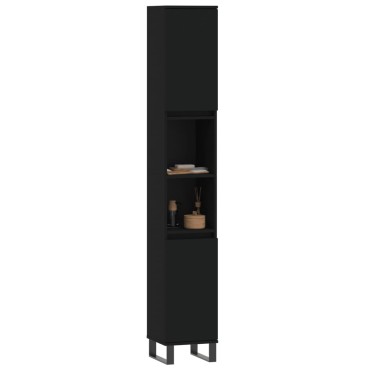 vidaXL Ντουλάπι Μπάνιου Μαύρο 30x30x190cm Επεξεργασμένο Ξύλο 1 τεμ.
