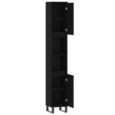 vidaXL Ντουλάπι Μπάνιου Μαύρο 30x30x190cm Επεξεργασμένο Ξύλο 1 τεμ.