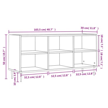 vidaXL Έπιπλο Τηλεόρασης Γκρι Σκυροδέματος 103,5x30x50cm Επεξ. Ξύλο