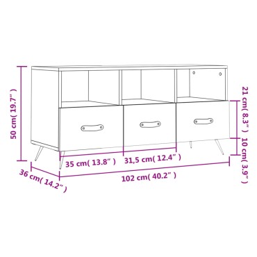 vidaXL Έπιπλο Τηλεόρασης Γκρι Sonoma 102x36x50cm Επεξεργασμένο Ξύλο