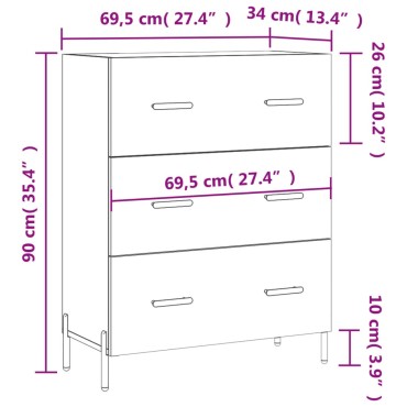 vidaXL Συρταριέρα Μαύρη 69,5x34x90cm από Επεξεργασμένο Ξύλο 1 τεμ.