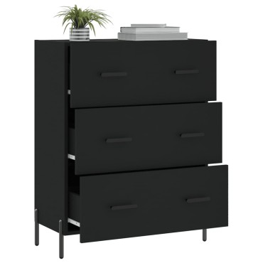 vidaXL Συρταριέρα Μαύρη 69,5x34x90cm από Επεξεργασμένο Ξύλο 1 τεμ.