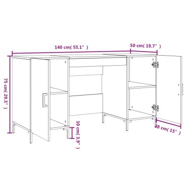 vidaXL Γραφείο Λευκό 140x50x75cm από Επεξεργασμένο Ξύλο 1 τεμ.