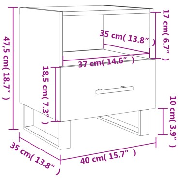 vidaXL Κομοδίνα 2 τεμ. Καπνιστή Δρυς 40x35x47,5cm Επεξεργ. Ξύλο