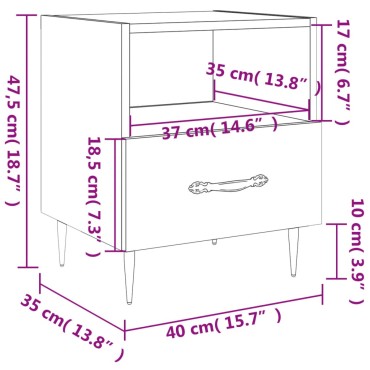 vidaXL Κομοδίνα 2 τεμ. Sonoma Δρυς 40x35x47,5cm Επεξεργ. Ξύλο