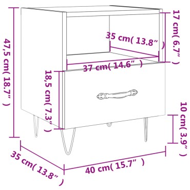 vidaXL Κομοδίνα 2 τεμ. Καπνιστή Δρυς 40x35x47,5cm Επεξεργ. Ξύλο