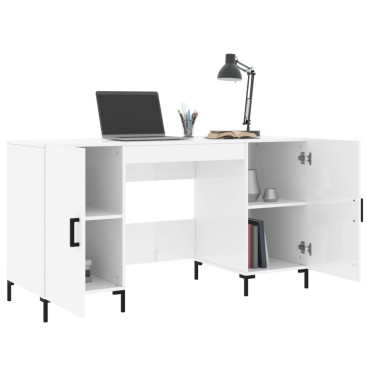 vidaXL Γραφείο Γυαλιστερό Λευκό 140x50x75cm Επεξεργασμένο Ξύλο 1 τεμ.