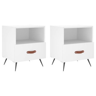 vidaXL Κομοδίνα 2 τεμ. Λευκά 40x35x47,5cm από Επεξεργασμένο Ξύλο