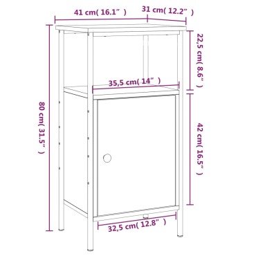 vidaXL Κομοδίνα 2 τεμ. Καπνιστή Δρυς 41x31x80cm Επεξεργ. Ξύλο