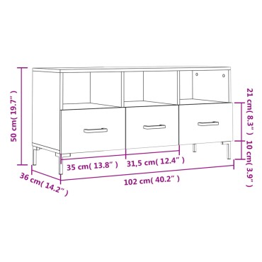 vidaXL Έπιπλο Τηλεόρασης Καφέ Δρυς 102x36x50cm από Επεξεργ. Ξύλο