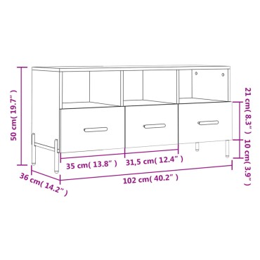 vidaXL Έπιπλο Τηλεόρασης Sonoma Δρυς 102x36x50cm Επεξεργ. Ξύλο