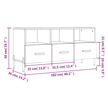 vidaXL Έπιπλο Τηλεόρασης Καπνιστή Δρυς 102x36x50cm Επεξεργ. Ξύλο