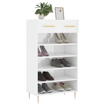 vidaXL Παπουτσοθήκη Γυαλιστερό Λευκό 60x35x105cm Επεξεργασμένο Ξύλο 1 τεμ.