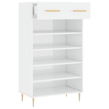 vidaXL Παπουτσοθήκη Γυαλιστερό Λευκό 60x35x105cm Επεξεργασμένο Ξύλο 1 τεμ.