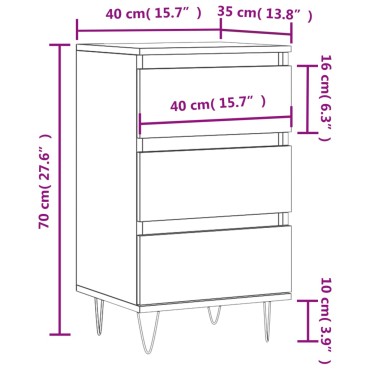 vidaXL Συρταριέρα Μαύρη 40x35x70cm από Επεξεργασμένο Ξύλο 1 τεμ.