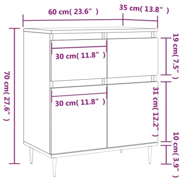 vidaXL Ντουλάπι Γκρι Sonoma 60x35x70cm από Επεξεργασμένο Ξύλο 1 τεμ.