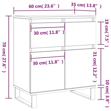 vidaXL Ντουλάπι Γκρι Σκυροδέματος 60x35x70cm Επεξεργασμένο Ξύλο 1 τεμ.