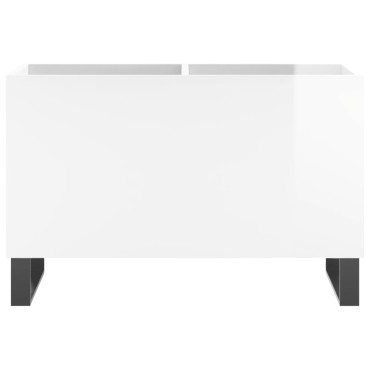 vidaXL Δισκοθήκη Γυαλιστερή Λευκή 74,5x38x48cm Επεξεργασμένο Ξύλο