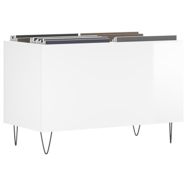 vidaXL Δισκοθήκη Γυαλιστερή Λευκή 74,5x38x48cm Επεξεργασμένο Ξύλο