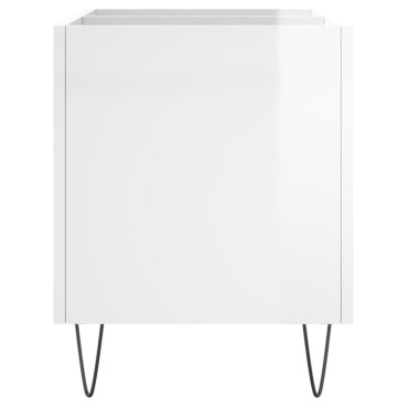vidaXL Δισκοθήκη Γυαλιστερή Λευκή 74,5x38x48cm Επεξεργασμένο Ξύλο