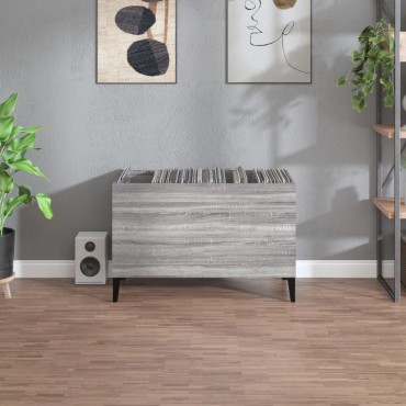 vidaXL Δισκοθήκη Γκρι Sonoma 74,5x38x48cm από Επεξεργασμένο Ξύλο