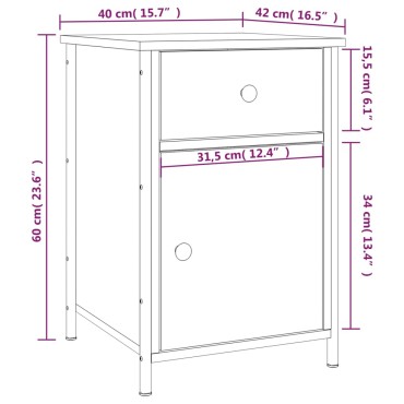 vidaXL Κομοδίνα 2 τεμ. Γκρι Sonoma 40x42x60cm από Επεξεργασμένο Ξύλο