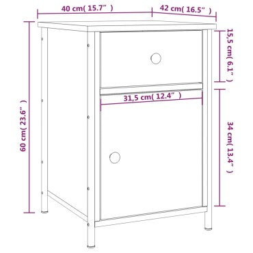 vidaXL Κομοδίνα 2 τεμ. Καφέ Δρυ 40x42x60cm από Επεξεργ. Ξύλο