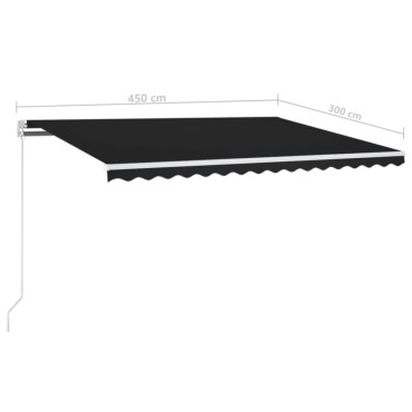 vidaXL Τέντα Αυτόματη με LED & Αισθητήρα Ανέμου Ανθρακί 450x300 εκ.