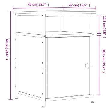 vidaXL Κομοδίνα 2 τεμ. Γκρι Sonoma 40x42x60cm από Επεξεργασμένο Ξύλο